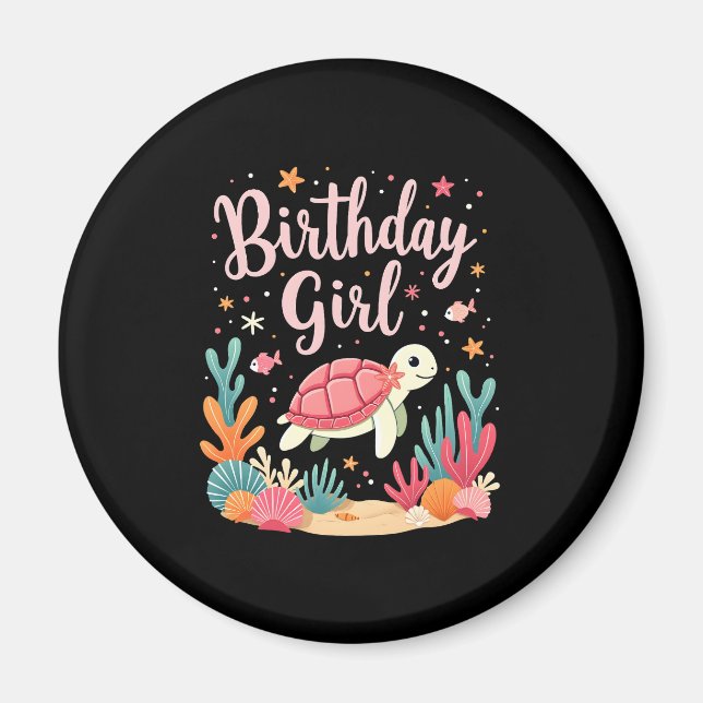 Birthday Girl Sea Turtle Theme Birthday Party Ocea Magnet (Front)