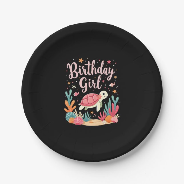 Birthday Girl Sea Turtle Theme Birthday Party Ocea Paper Plate (Front)
