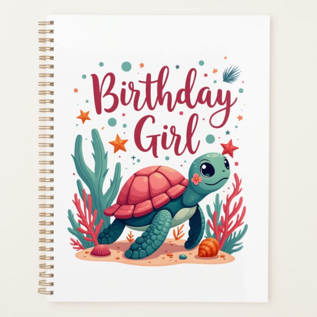 Birthday Girl Sea Turtle Theme Birthday Party Ocea Planner (Front)