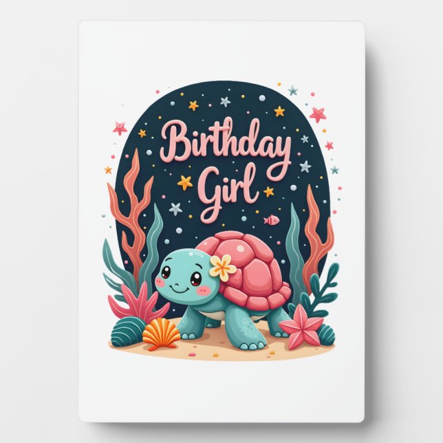 Birthday Girl Sea Turtle Theme Birthday Party Ocea Plaque (Front)