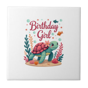 Birthday Girl Sea Turtle Theme Birthday Party Ocea Tile