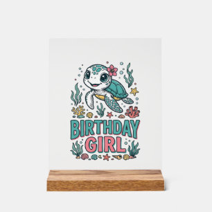 Birthday Girl Sea Turtle Vintage Engraving Shirt_1 Acrylic Sign