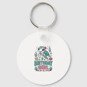 Birthday Girl Sea Turtle Vintage Engraving Shirt_1 Keychain