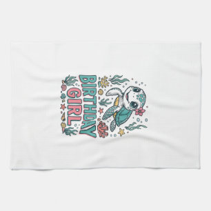 Birthday Girl Sea Turtle Vintage Engraving Shirt_1 Kitchen Towel