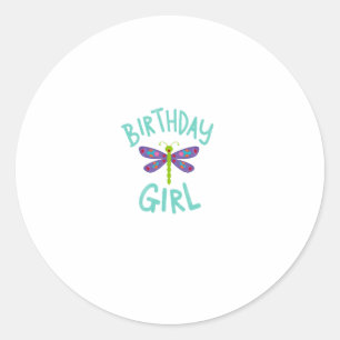 Birthday girl shirt Dragonfly birthday party tee s Classic Round Sticker