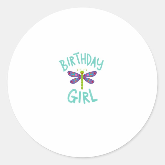 Birthday girl shirt Dragonfly birthday party tee s Classic Round Sticker (Front)