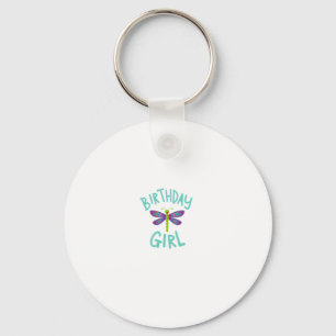 Birthday girl shirt Dragonfly birthday party tee s Keychain