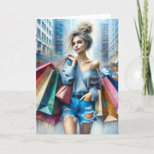 Birthday Girl Shopping In The Big City Card