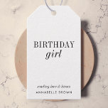 Birthday Girl | Simple Minimalist Black and White Gift Tags<br><div class="desc">A simple "birthday girl" gift tag with a mix of classic and modern typography in a minimalist style in black and white.</div>