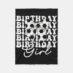 Birthday Girl Soccer Girl Coquette Bow Fleece Blanket