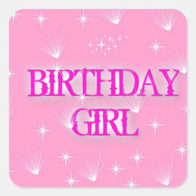 BIRTHDAY GIRL SQUARE STICKER (Front)