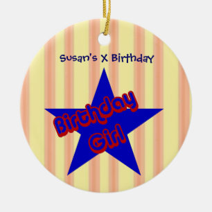 Birthday Girl Star Cute Customizable Ornament