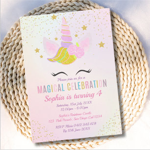 Birthday Girl Unicorn Magical Celebration Invitation