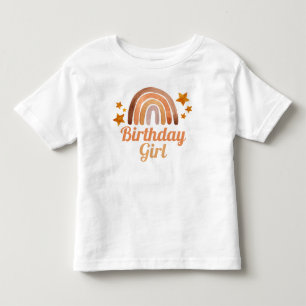 Birthday Girl Watercolor Boho Rainbow & Stars  Toddler T-shirt