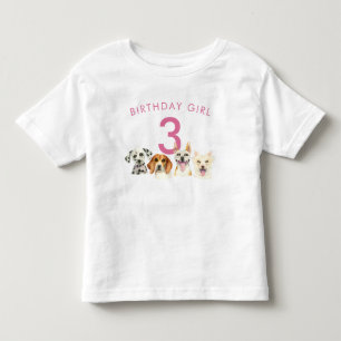 Birthday Girl Watercolor Puppy Dogs Toddler T-shirt
