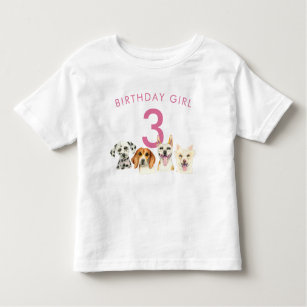 Birthday Girl Watercolor Puppy Dogs Toddler T-shirt