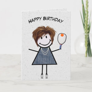 Birthday Girl With Pickleball Paddle Card