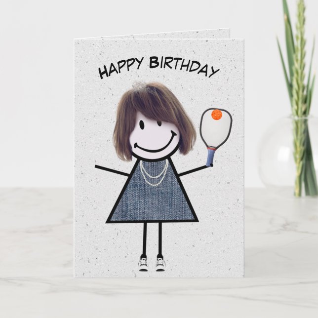 Birthday Girl With Pickleball Paddle Card (Front)