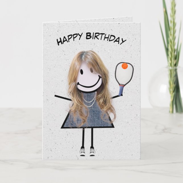 Birthday Girl With Pickleball Paddle Card (Front)