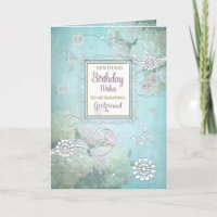 Birthday, Girlfriend, Elegant Country Floral Aqua