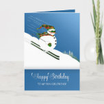 Birthday,Girlfriend, Happy Snowman Skiing Card<br><div class="desc">Fun birthday greeting especially for that avid skier who happens to have a winter birthday.   Other categories to come including invitations
and different categories for birthdays.</div>