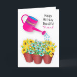 Birthday Girlfriend Watering Can Flowers 3D Effect Card<br><div class="desc">Charming greeting,  especially for those gardeners with a bright watering,  can watering flowers in a 3-D Effect  See the same image in other categories including birthdays</div>