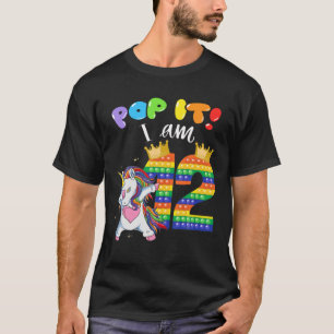 Birthday Girls Dabbing Unicorn Pop It I Am 12 Year T-Shirt