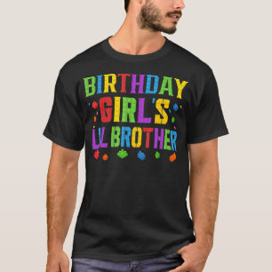 Birthday Girl's Little Brother Blocks Master Brick T-Shirt