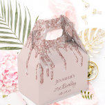 Birthday glitter blush pink rose gold monogram favor box<br><div class="desc">Elegant, classic, glamourous and girly for a 21st (or any age) birthday party favours. A girly blush pink background colour. On the front and the back: Personalize and add a name, age 21 and a date. The name is written with a modern hand lettered style script. Decorated with rose gold...</div>