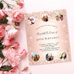 Birthday glitter rose gold photo budget invitation flyer<br><div class="desc">Please note that this invitation is on flyer paper and very thin. Envelopes are not included. For thicker cards (same design) please visit our store. For an elegant 50th (or any age) birthday party. A rose gold graident background. Decorated with rose gold, blush faux glitter dust. Personalize and add a...</div>