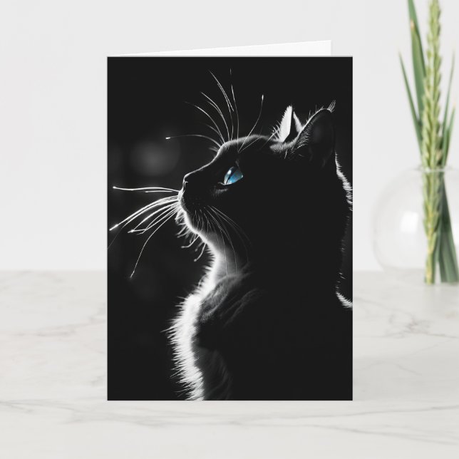 Birthday Glowing Black Cat Card (Front)