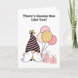 Birthday Gnome with Balloons and Gifts Card