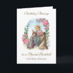Birthday Godchild Catholic Jesus with Children Card<br><div class="desc">Featuring a custom designed religious birthday card for a Godchild with and image of Jesus sitting and talking with the children. The design is accented with pink roses. All text and fonts may be modified to suit the occasion and recipient. (Godchild,  Uncle,  Mother,  Father,  Grandmother,  etc., )</div>
