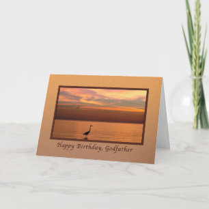 Birthday, Godfather, Ocean View at Sunset Card
