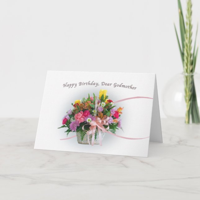 Birthday, Godmother, Flowers in a Basket Card (Front)