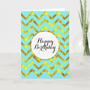 Birthday gold chevron pattern   Blank Card