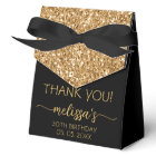 Birthday Gold Glitter Monogram Script Thank You Fa