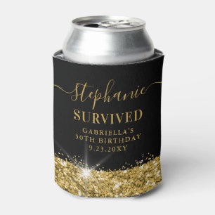 Birthday Gold Glitter Personalized Funny Favour Can Cooler