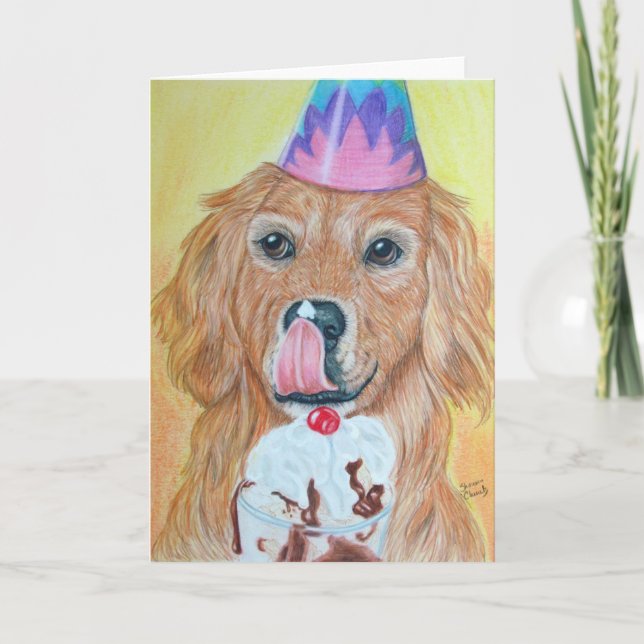 Birthday Golden Retriever Card (Front)