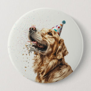 Birthday Golden Retriever Dog 4 Inch Round Button