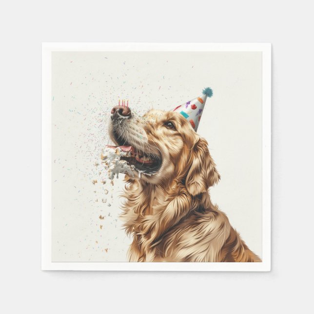 Birthday Golden Retriever Dog Napkin (Front)