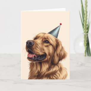 Birthday Golden Retriever Dog Thank You Card