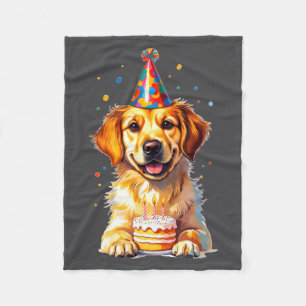 Birthday Golden Retriever, Party Dog Fleece Blanket