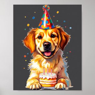 Birthday Golden Retriever, Party Dog  Poster