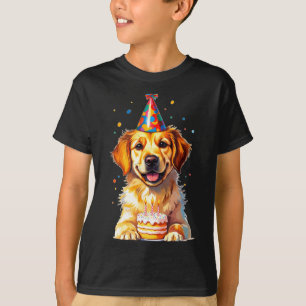 Birthday Golden Retriever, Party Dog  T-Shirt