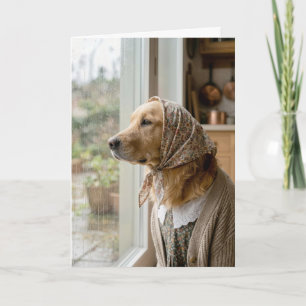 Birthday Golden Retriever Staring at the Rain Card