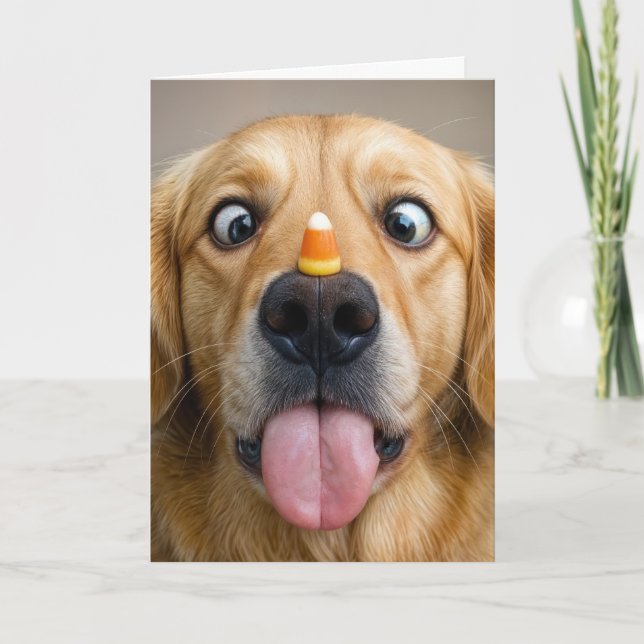 Birthday Golden Retriever With Candy Corn Card (Front)