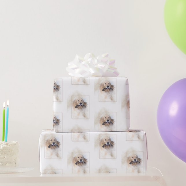 Birthday Golden Retriever  Wrapping Paper (Party Gifts)