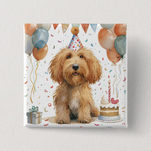 Birthday Goldendoodle Dog 2 Inch Square Button