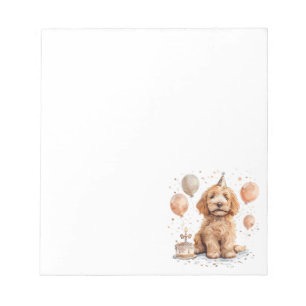 Birthday Goldendoodle Dog Birthday Cake Notepad